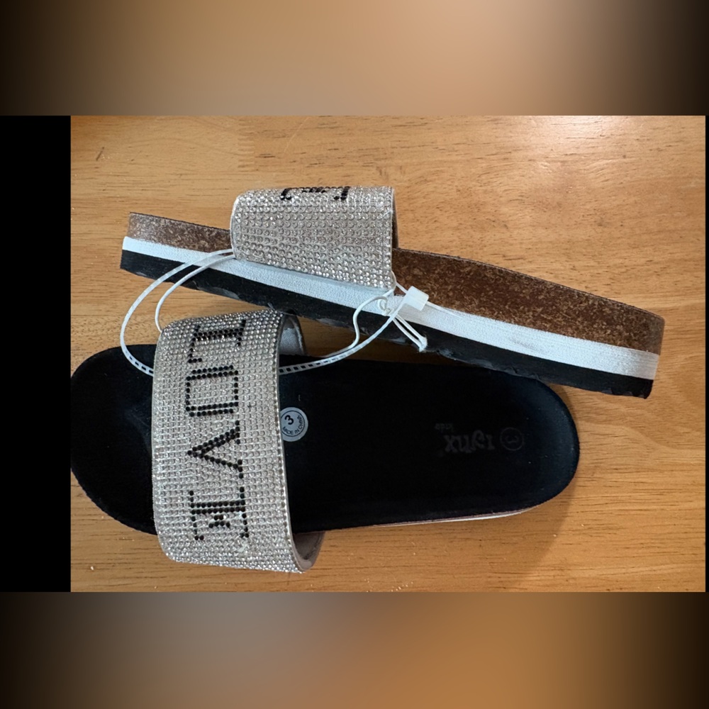 New Ijnx Silver and Black Kids Sandals size 3
